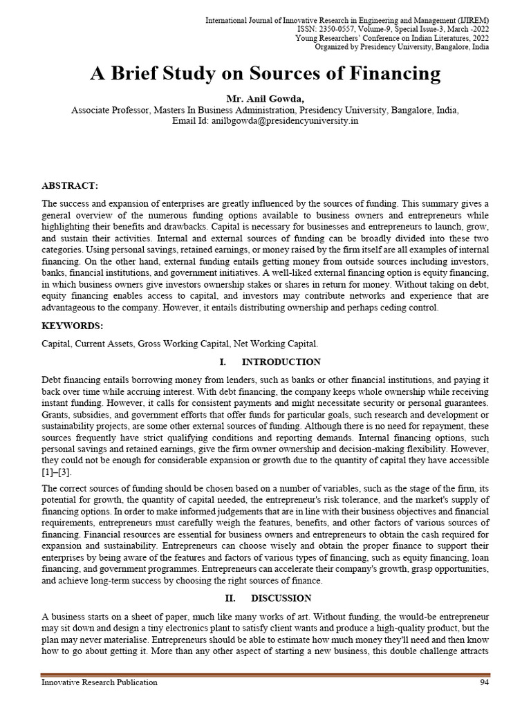 Sources of Financing for Entrepreneurs | PDF | Fixed Asset ...