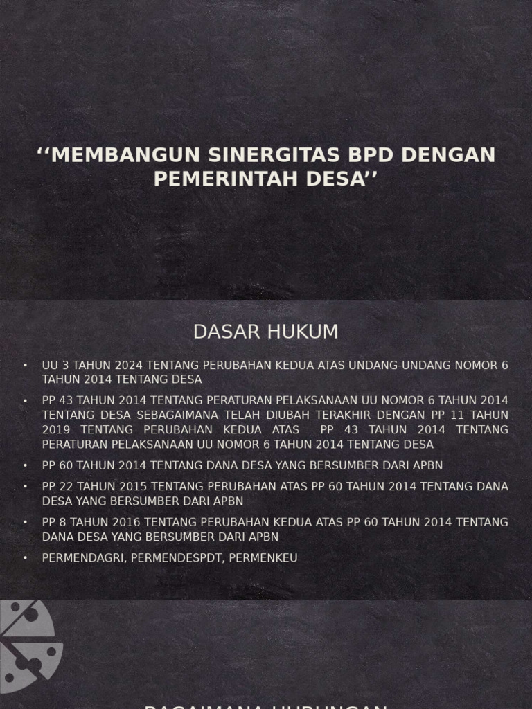 Sinergi BPD dan Pemerintah Desa 2024 | PDF
