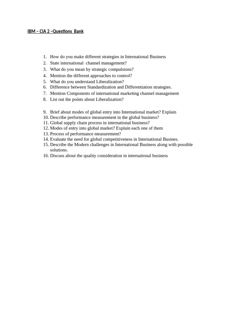 IBM - CIA 2 Question Bank | PDF
