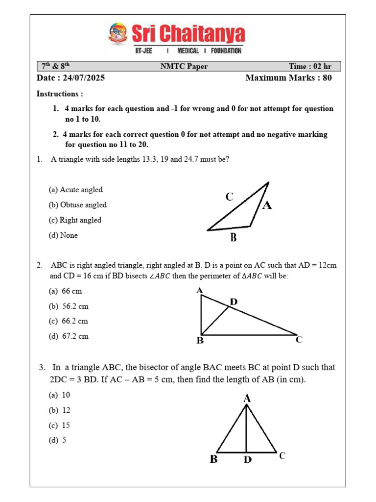Geometry Exam Questions and Solutions | PDF | Rectangle | Area
