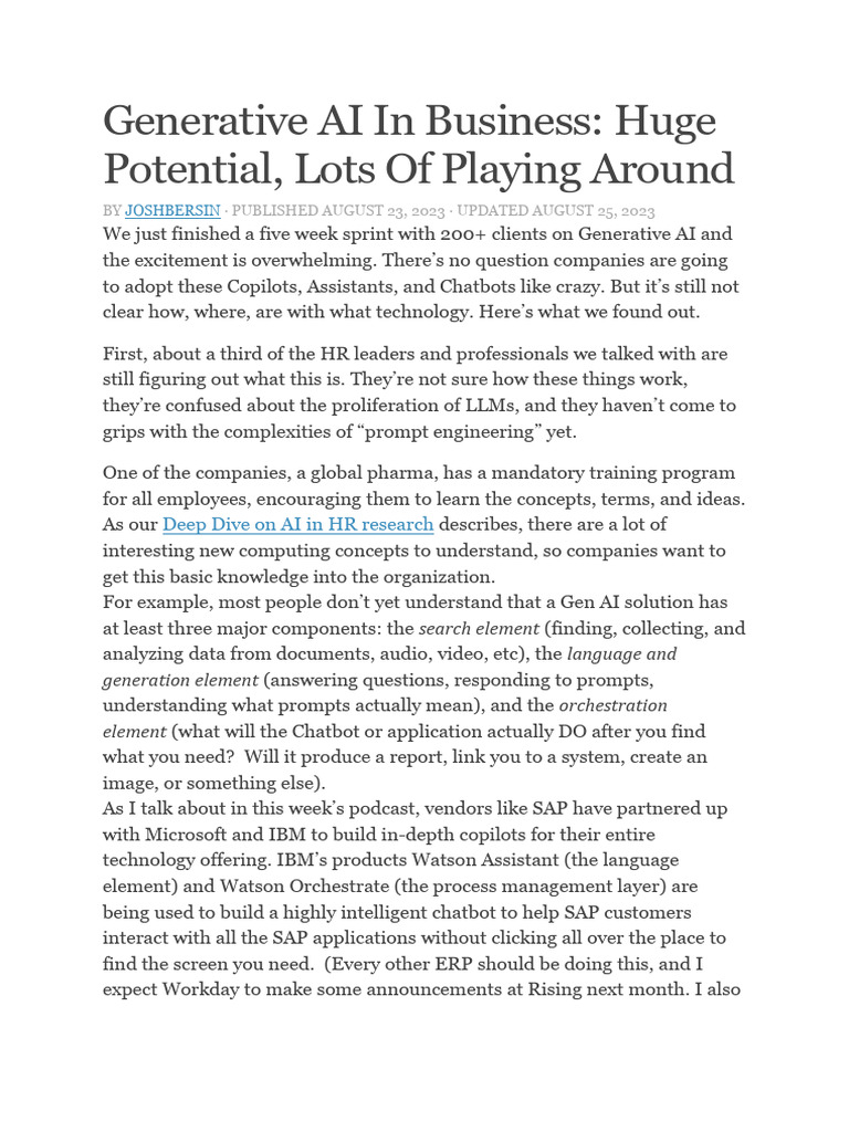 Generative AI's Impact on Business | PDF | Artificial Intelligence ...