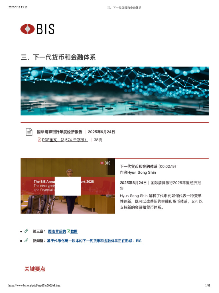 Bis 2025年度报告三、下一代货币和金融体系| PDF