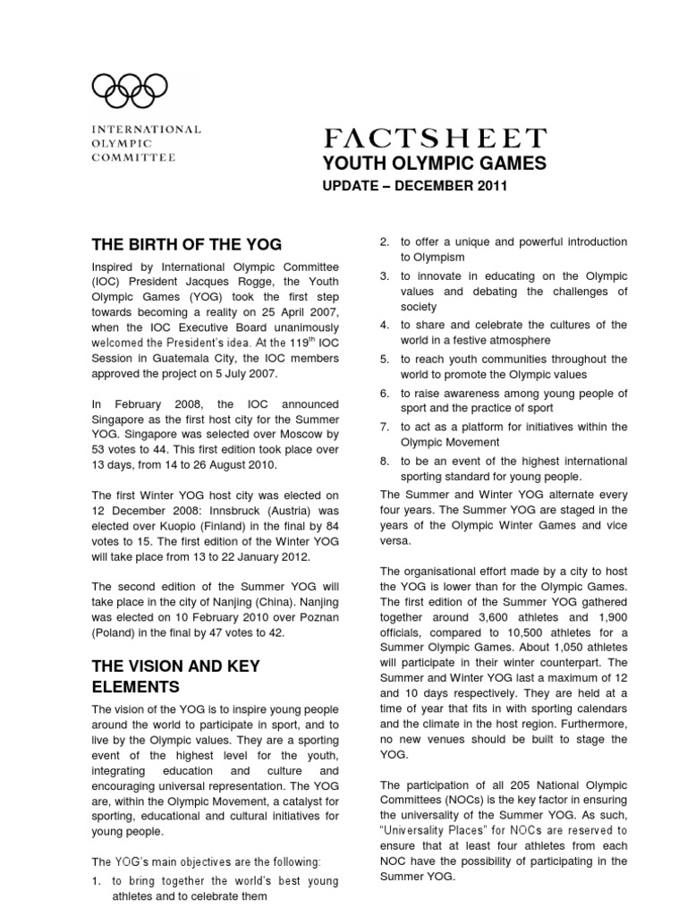 The Youth Olympic Games | PDF | Individual Sports | Sports Competitions