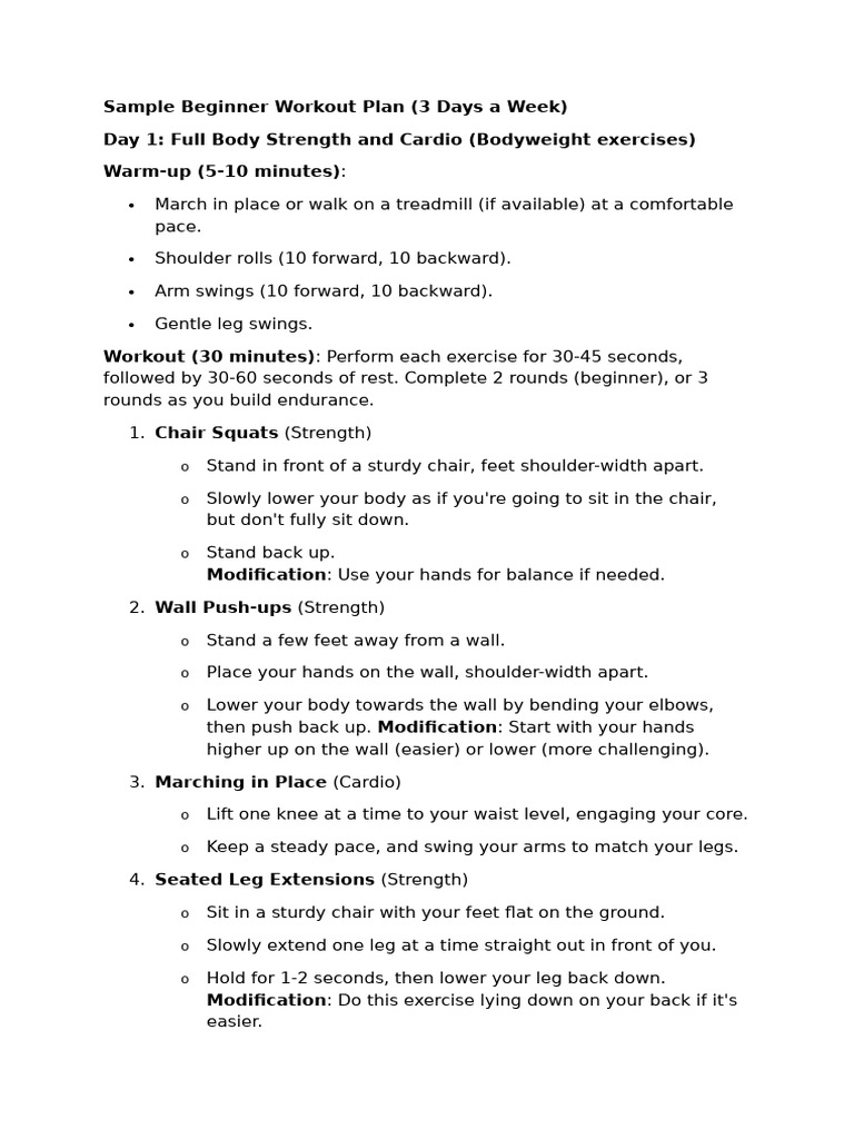 Beginner Personal Fitness Plan | PDF | Physical Exercise | Physical Fitness
