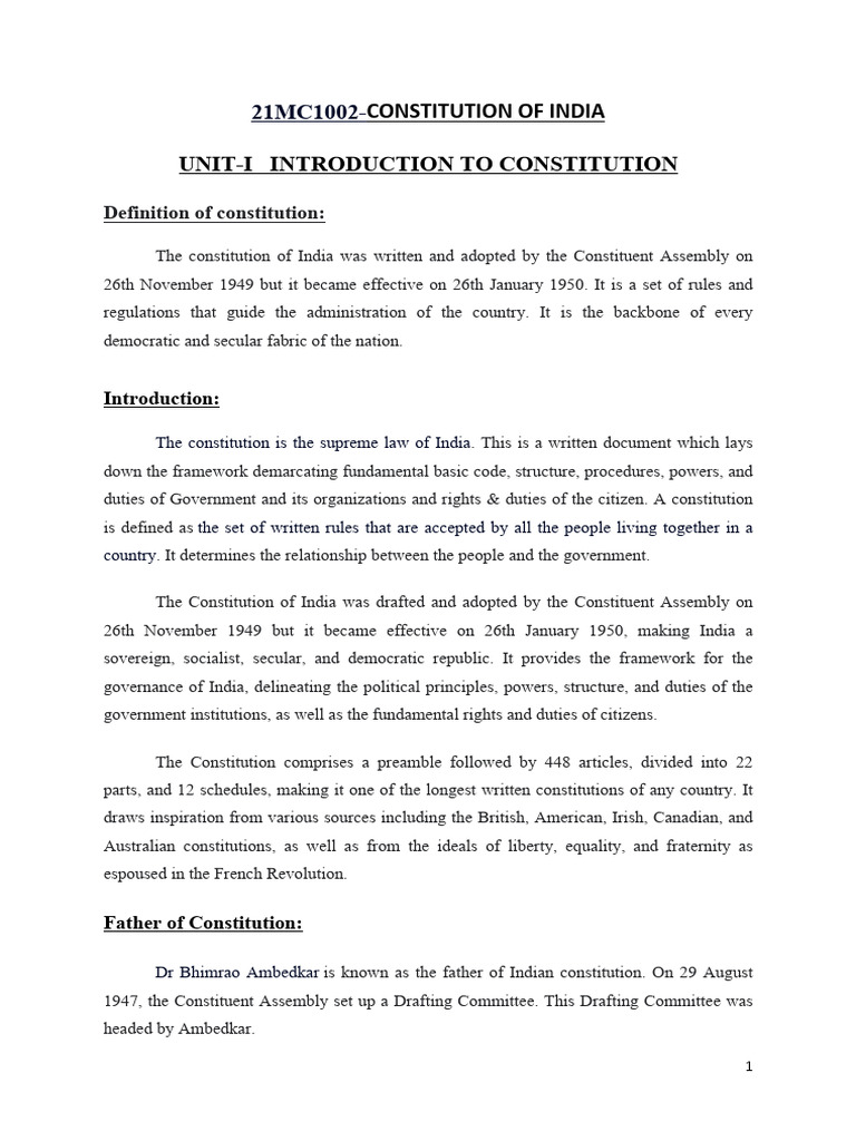 Overview of India's Constitution | PDF | Constitutional Amendment ...