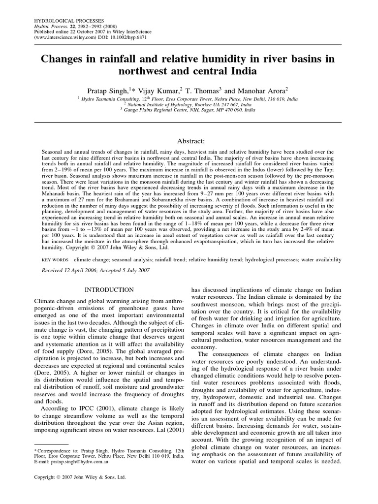 Rainfall and Humidity Trends in India | PDF | Climate Change | Climate