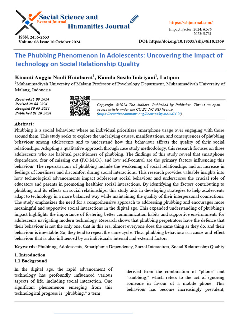 Picture Idea: Phubbing S Impact On Adolescent Relationships Pdf