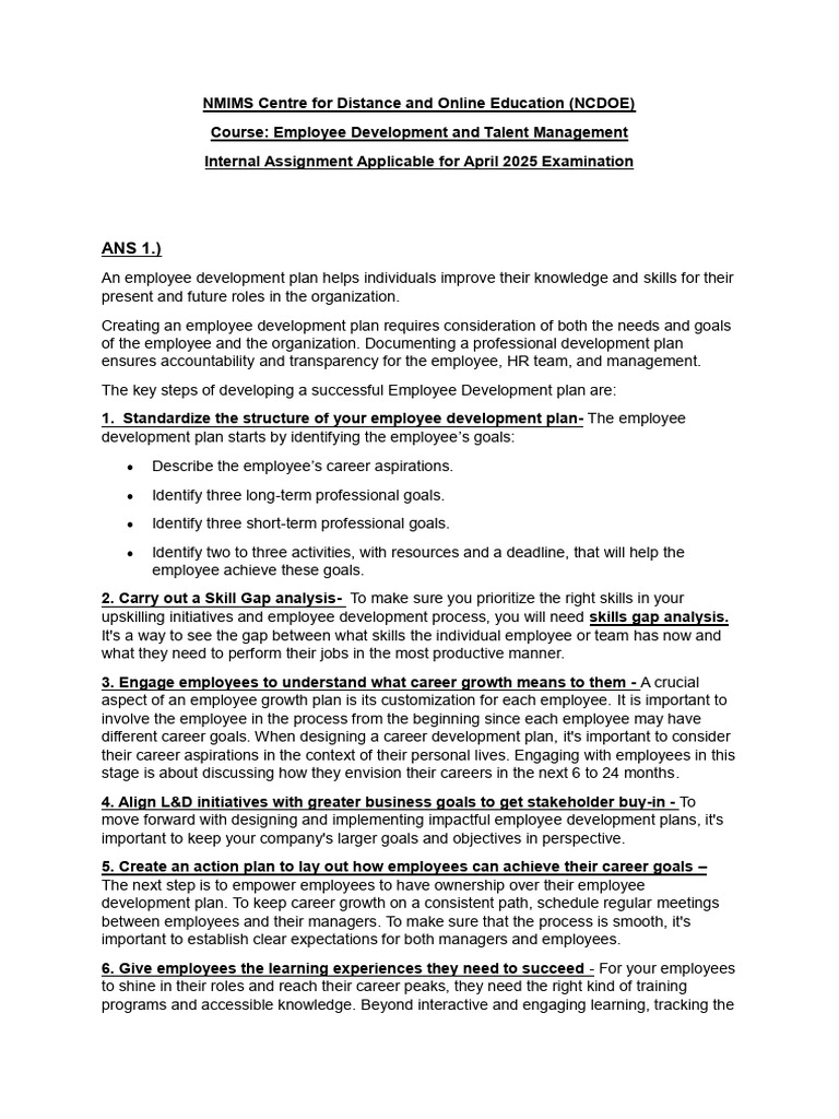 Employee Development Plan Strategies | PDF | Mentorship | Leadership