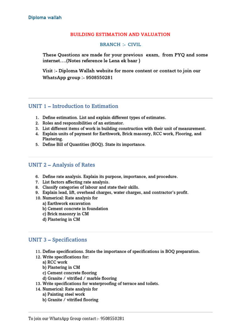 Estimation & Valuation (Civil) | PDF | Depreciation | Valuation (Finance)