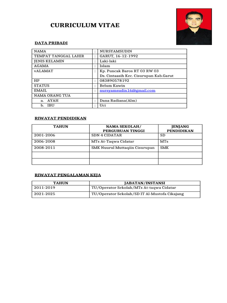 Contoh Format CV | PDF