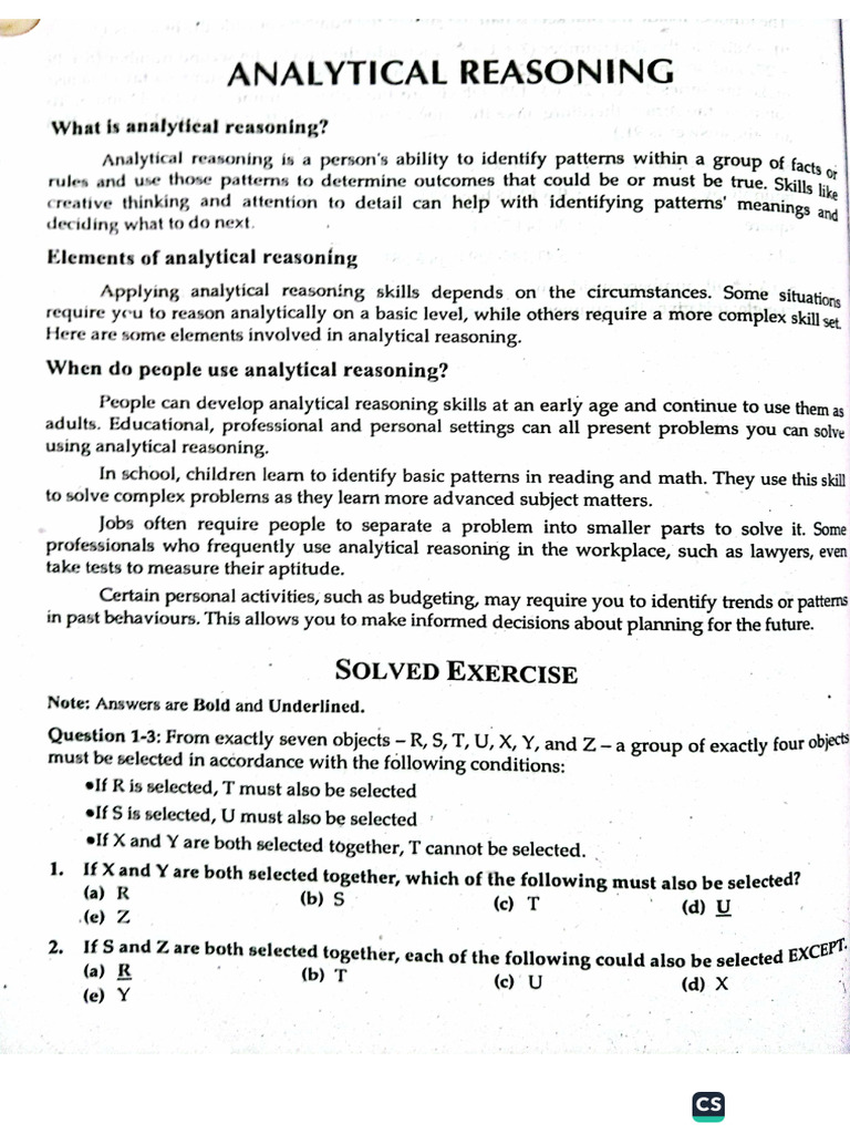 Analytical Reasoning | PDF