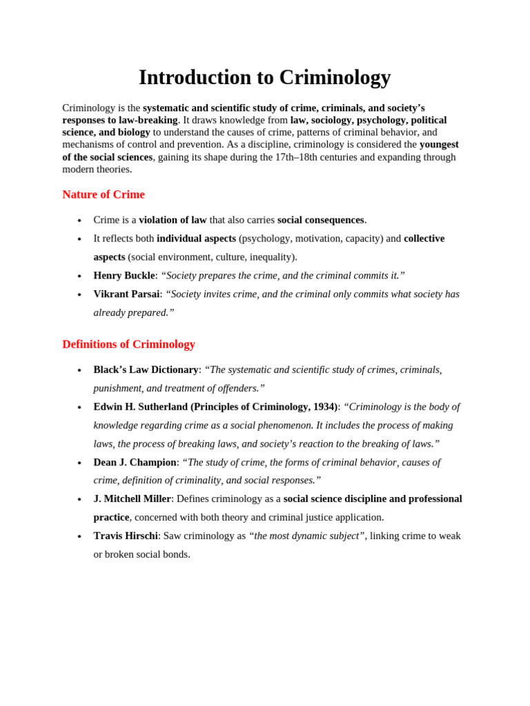 Overview of Criminology and Crime Studies | PDF | Criminology | Crime ...