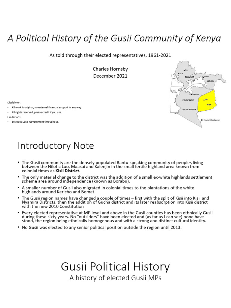 Gusii Political History: 1961-2021 | PDF | Kenya | Government