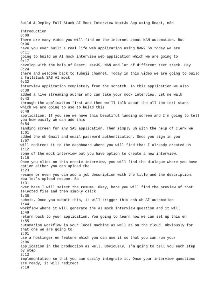 Build & Deploy Full Stack AI Mock Interview NextJs App using React ...