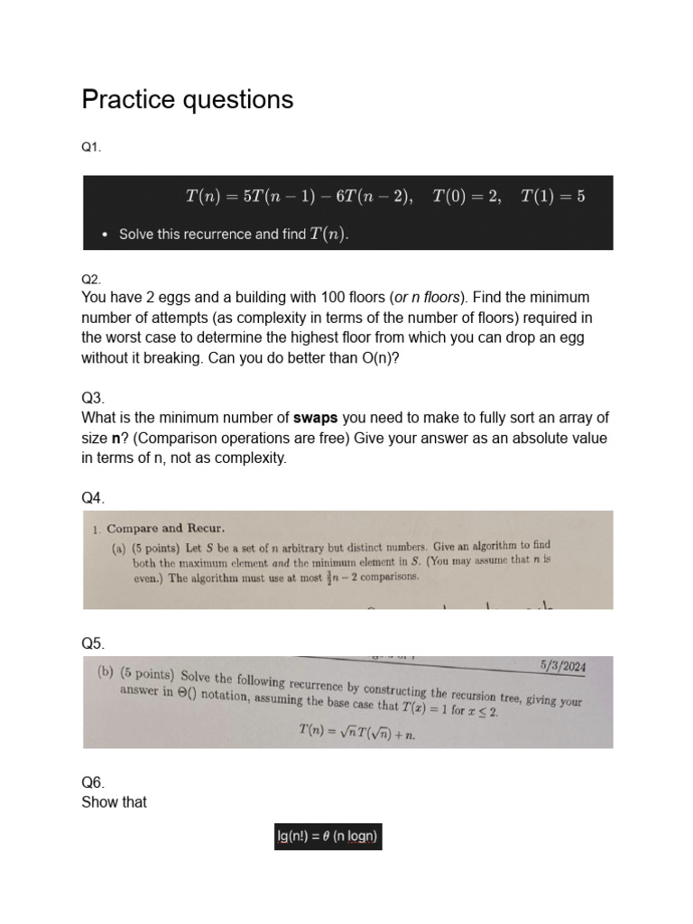 DAA Practice Questions | PDF