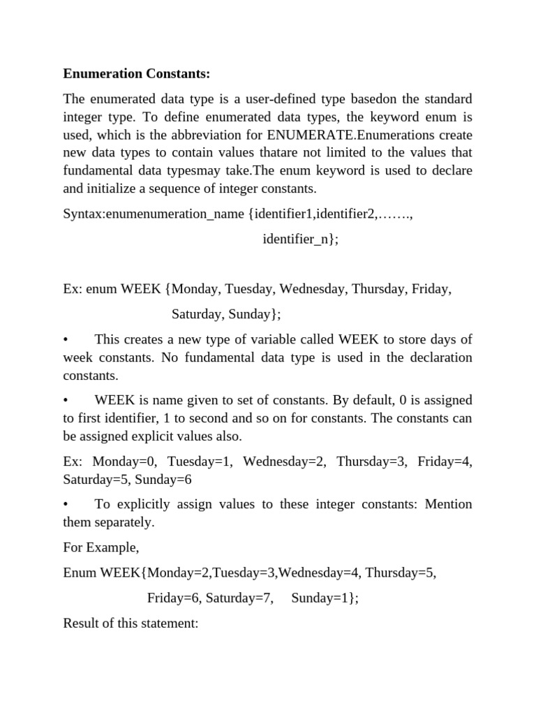 Understanding C Enum Constants and Syntax | PDF | Computer Science ...