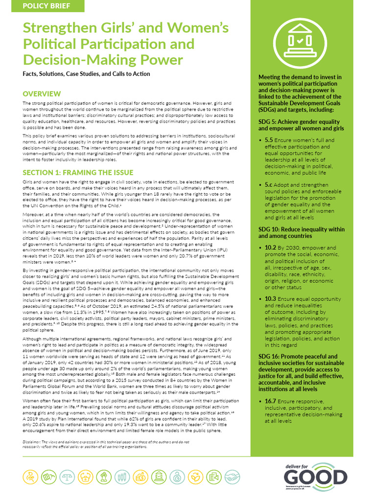 Empowering Women's Political Participation | PDF | Woman | Peacebuilding