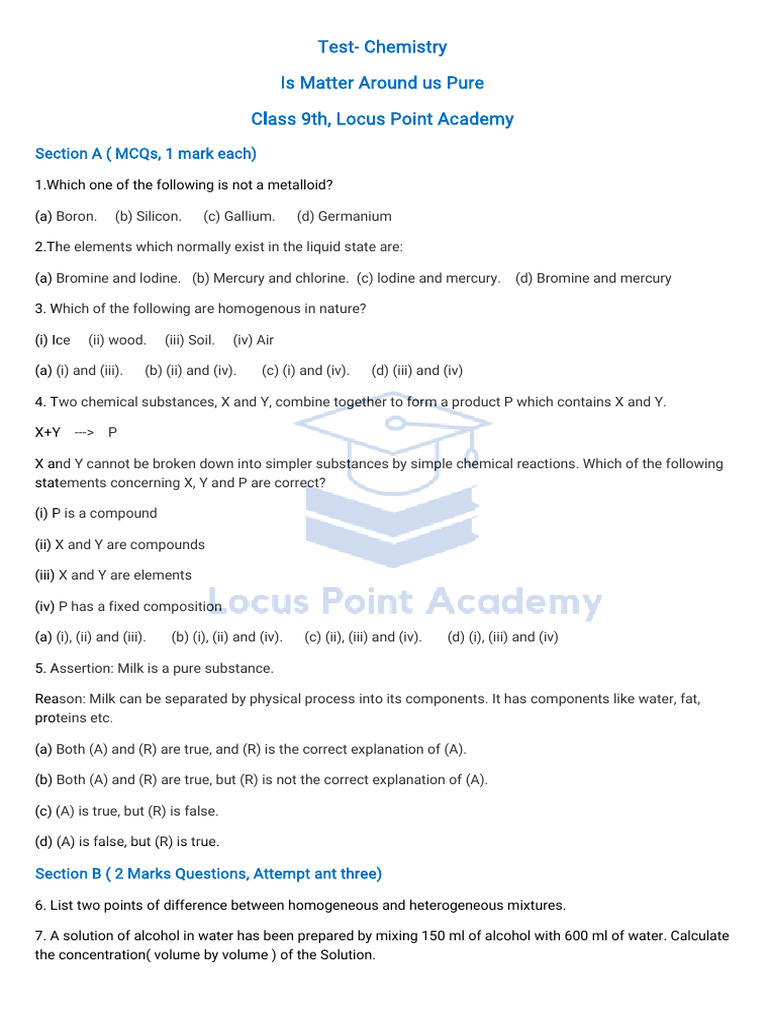 Test - Chemistry - Chapter 2 | PDF | Mixture | Sodium Hydroxide
