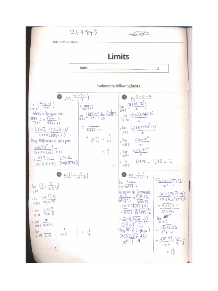 MTH 102 Wkbook | PDF