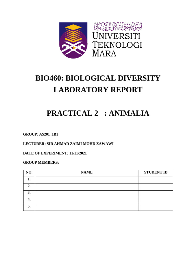 Animal Dissection Laboratory Report | PDF