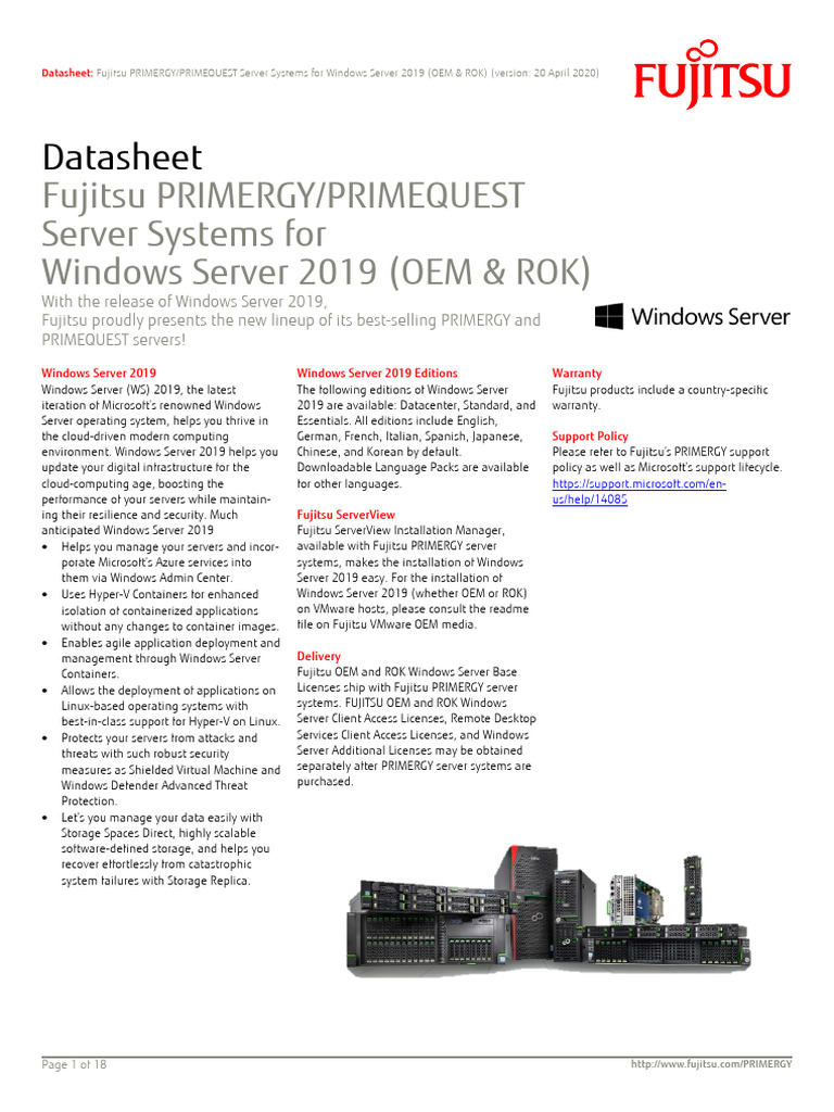 Fujitsu Servers for Windows Server 2019 | PDF | Hyper V | Microsoft Windows