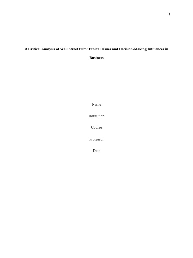 Ethical Analysis of Wall Street Film | PDF | Justice | Crime & Violence