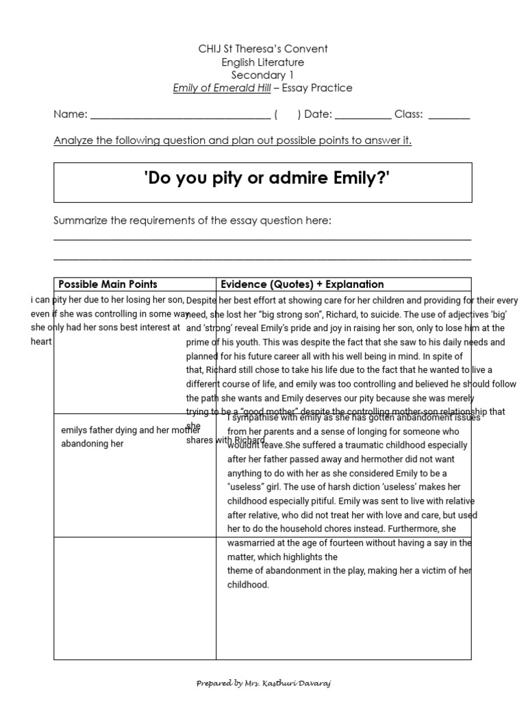 Analyzing Emily of Emerald Hill | PDF