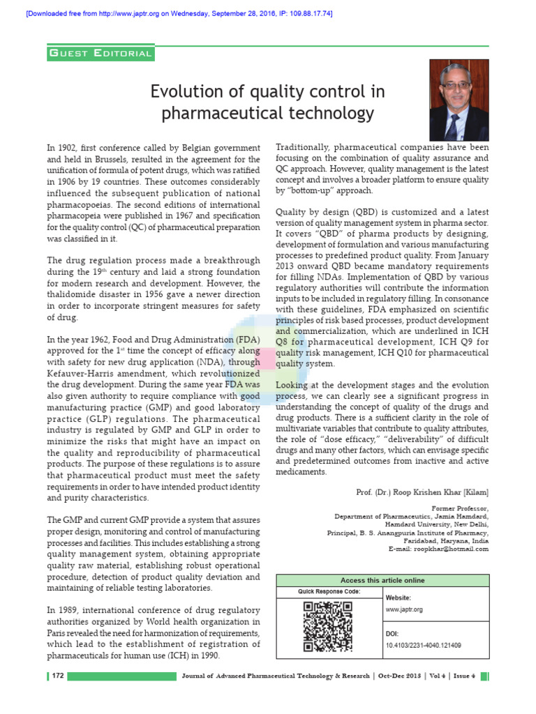 Evolution of Quality Control in Pharma | PDF | Pharmaceutical Industry ...