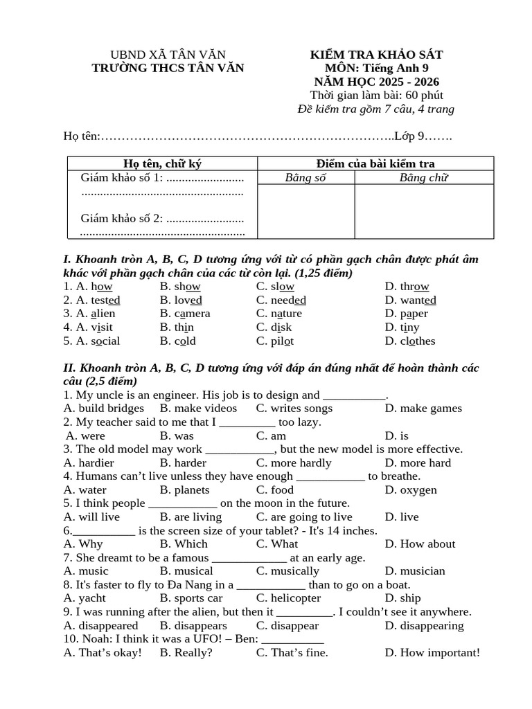 English Test for 9th Grade Students | PDF | Recycling | Waste