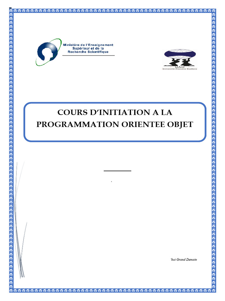 Initiation à la Programmation Orientée Objet | PDF | Classe ...