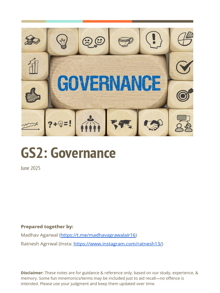 GS2 Governance Notes for UPSC Aspirants | PDF | Governance | Poverty ...