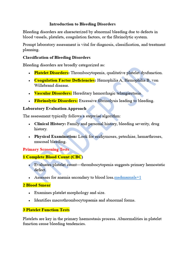 7.laboratory Test For Assessing Bleeding Disorder | PDF | Coagulation ...