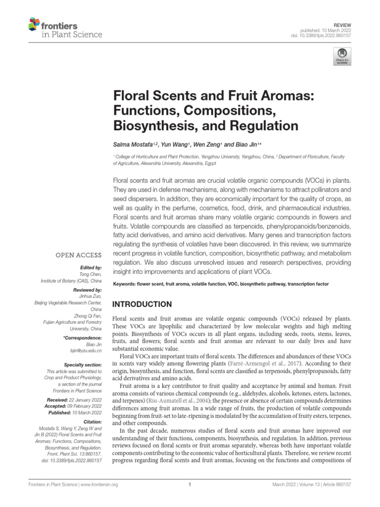 Floral Scents and Fruit Aromas Functions Compositi | PDF | Lavandula ...