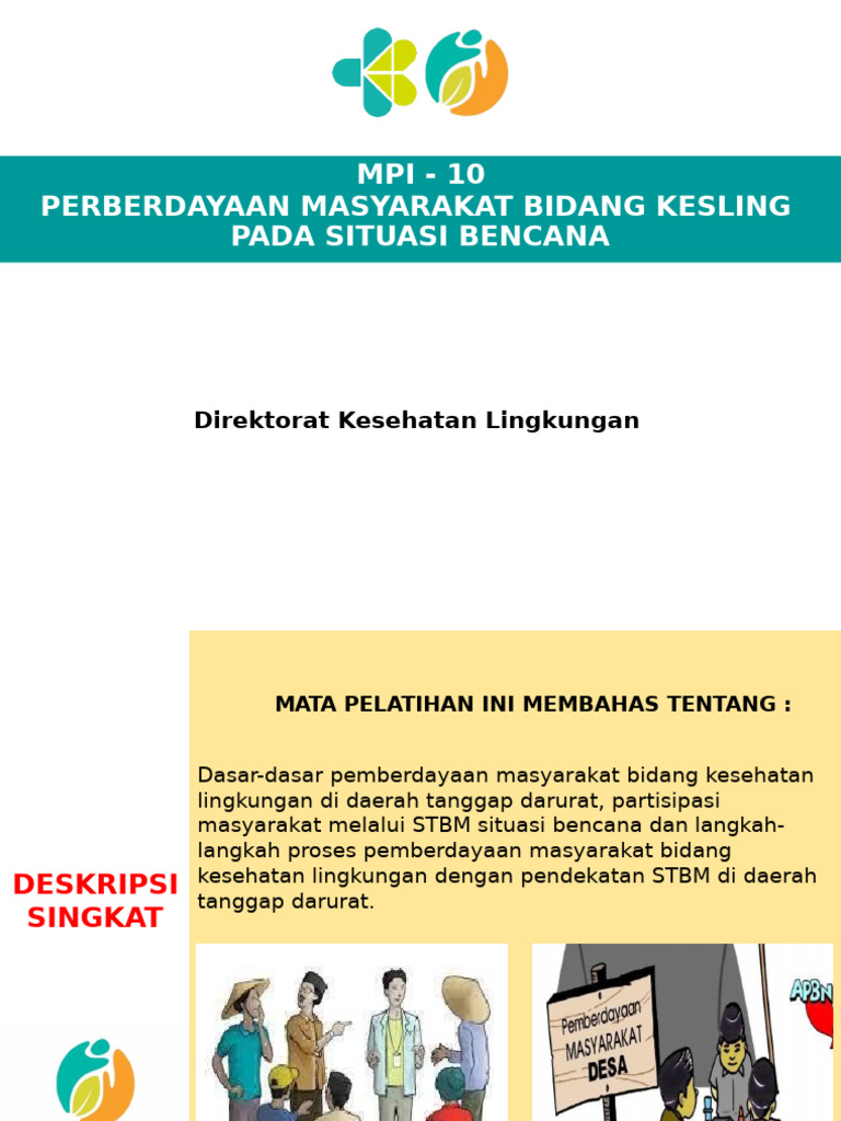 Pemberdayaan Masyarakat Bidang Kesling Pada Situasi Bencana | PDF