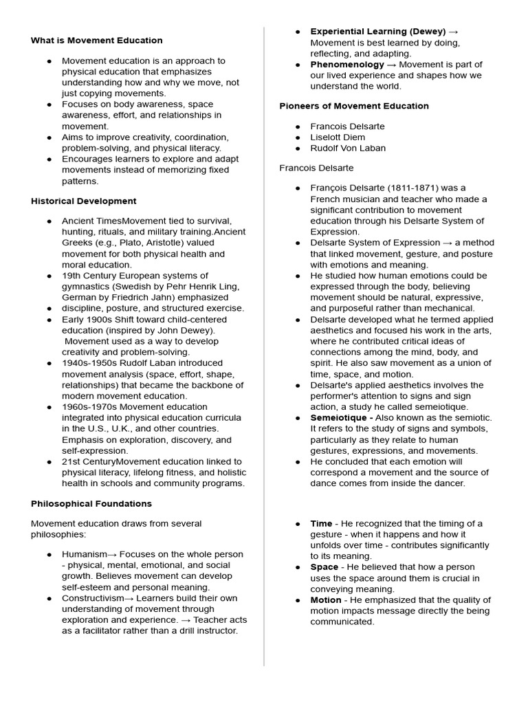 Understanding Movement Education Concepts | PDF | Learning | Cognition