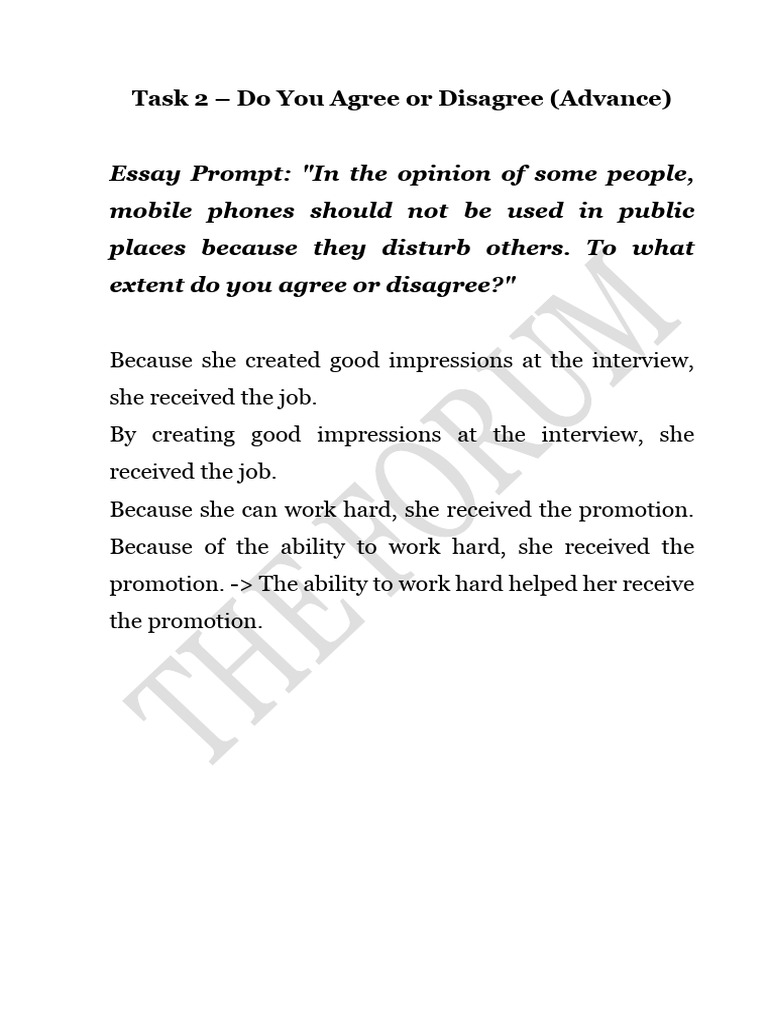 Writing Task 2 Do You Agree or Disagree Adv - DRAFT | PDF | Mobile ...