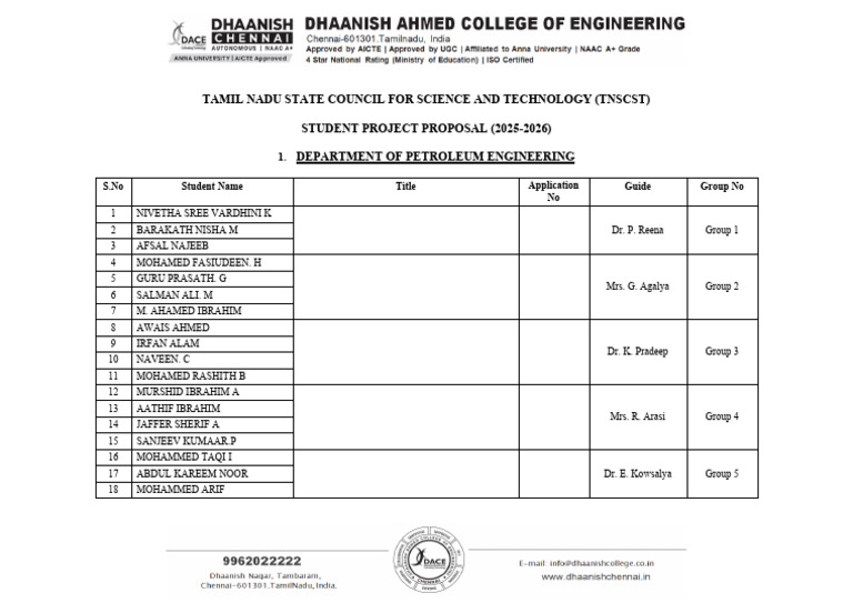 TNSCST Student Project Proposals 2025 | PDF