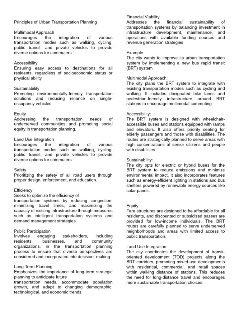 Urban Transportation Planning Principles | PDF | Transport | Public ...