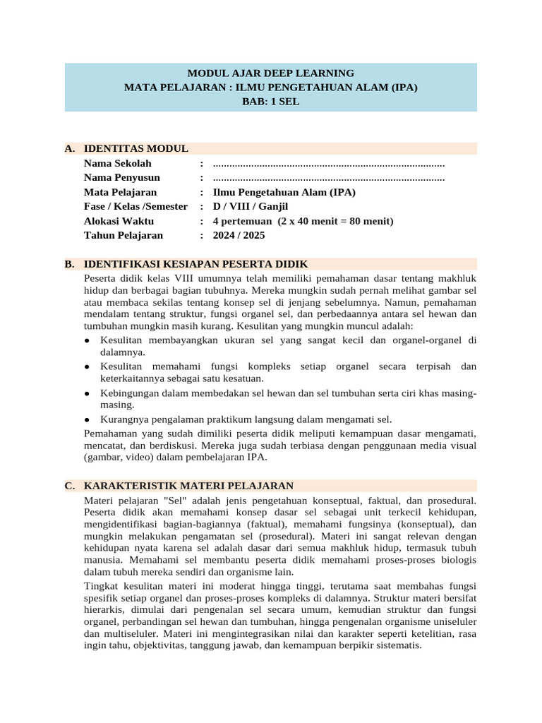 Modul Bab 1 Sel | PDF