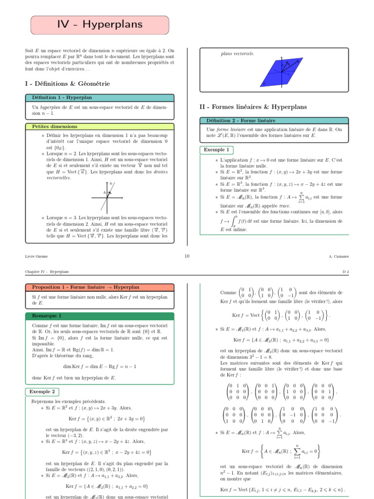 Hyperplans et Formes Linéaires | PDF | Espace vectoriel | Base (algèbre ...