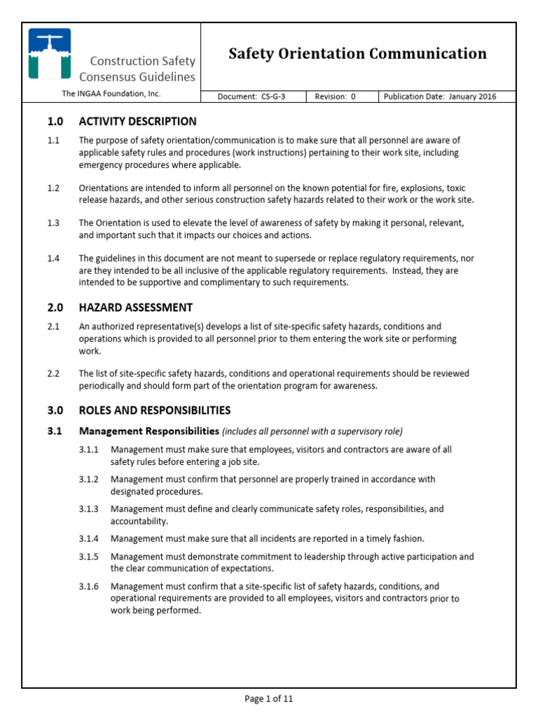 Construction Safety Orientation Guidelines Pdf Occupational Safety