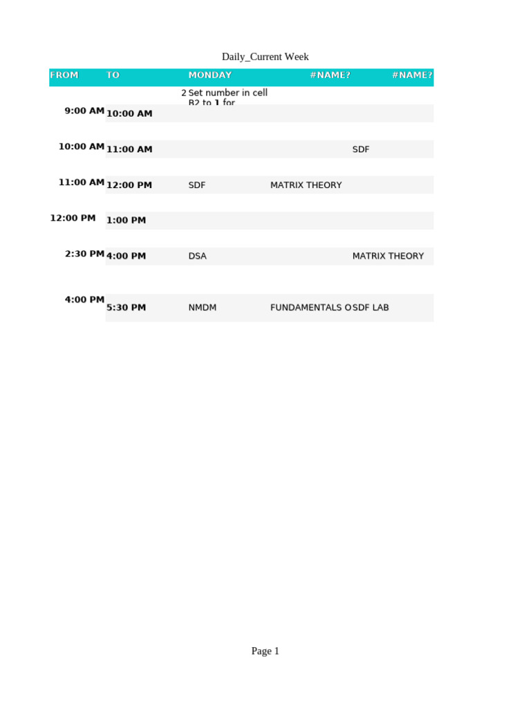 Weekly Schedule Overview | PDF