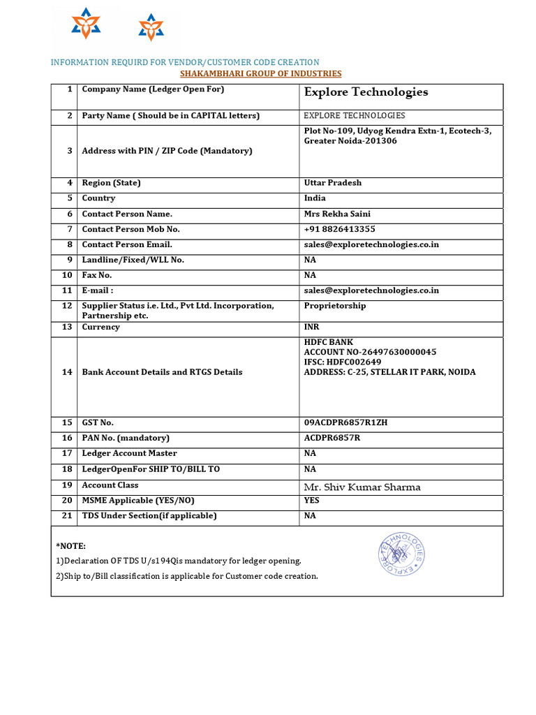Vendor Code Creation Requirements | PDF