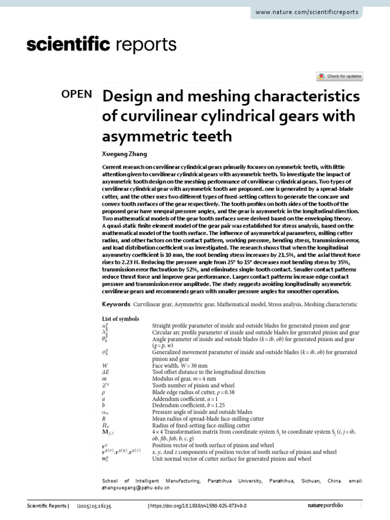 Asymmetric Curvilinear Gear Design Analysis | PDF | Gear | Mechanical ...
