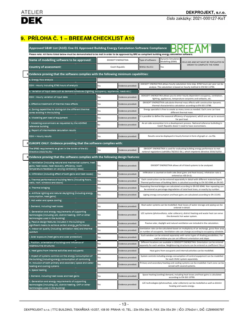 BREEAM Checklist for DEKSOFT ENERGETIKA | PDF | Sustainable ...