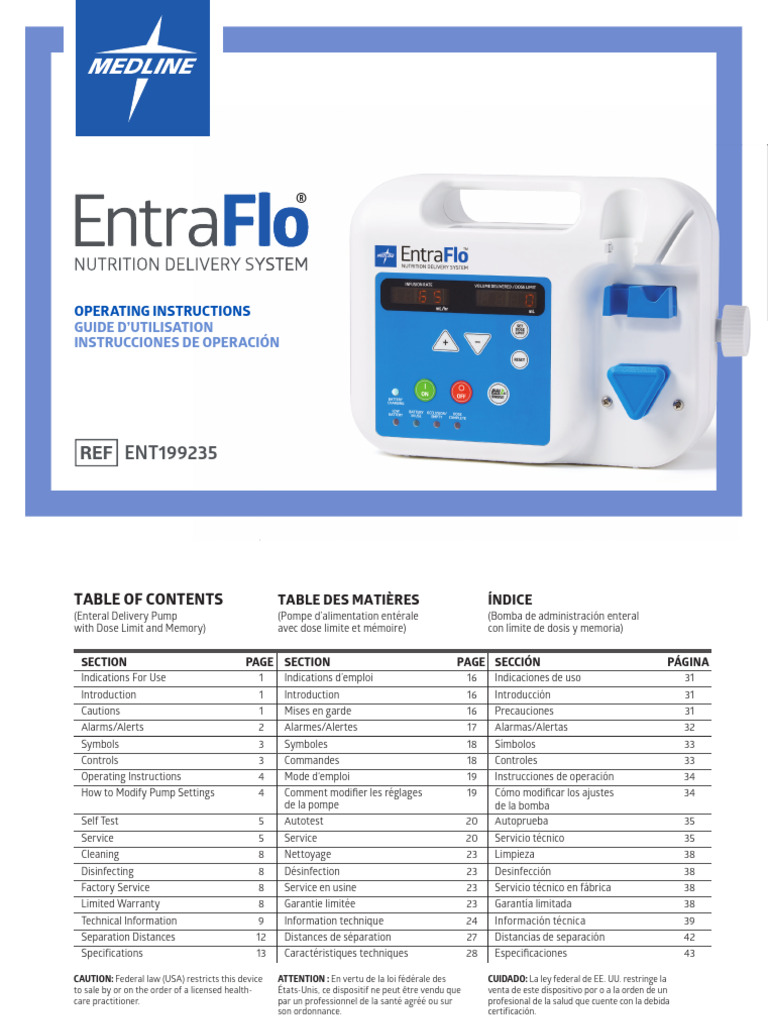 EntraFlo Feeding Pump Operating Guide | PDF | Pump | Intravenous Therapy