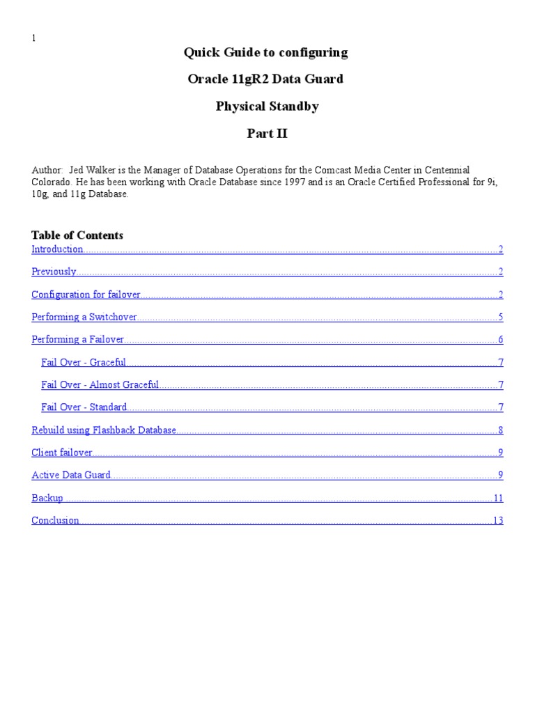 Configuring Oracle Data Guard Failover | PDF | Backup | Information Science