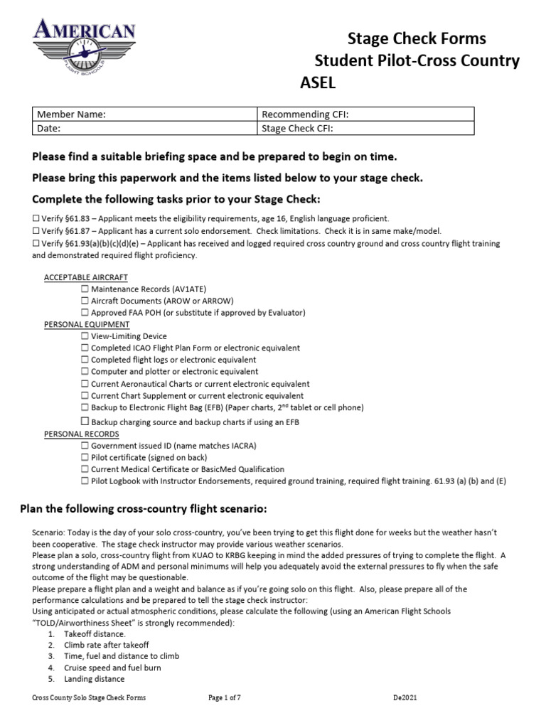 Cross-Country Solo Stage Check Guide | PDF | Visual Flight Rules ...