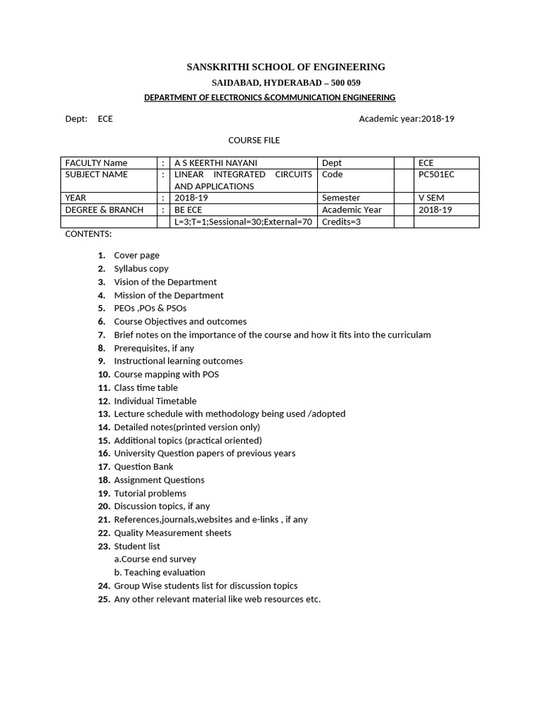 Lica Course File Ldica | PDF | Operational Amplifier | Amplifier