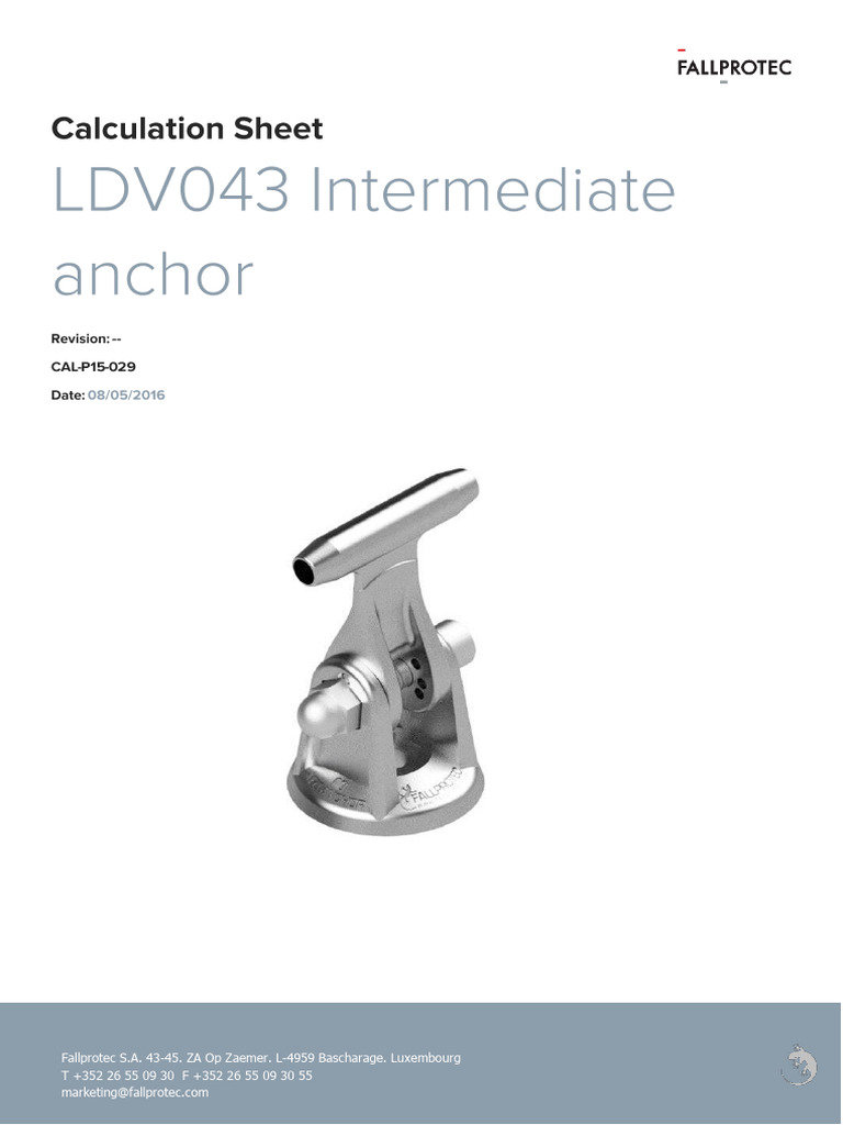 CAL - P15-029 - Lifeline Calculation Sheet LDV043 Intermediate Anchor | PDF